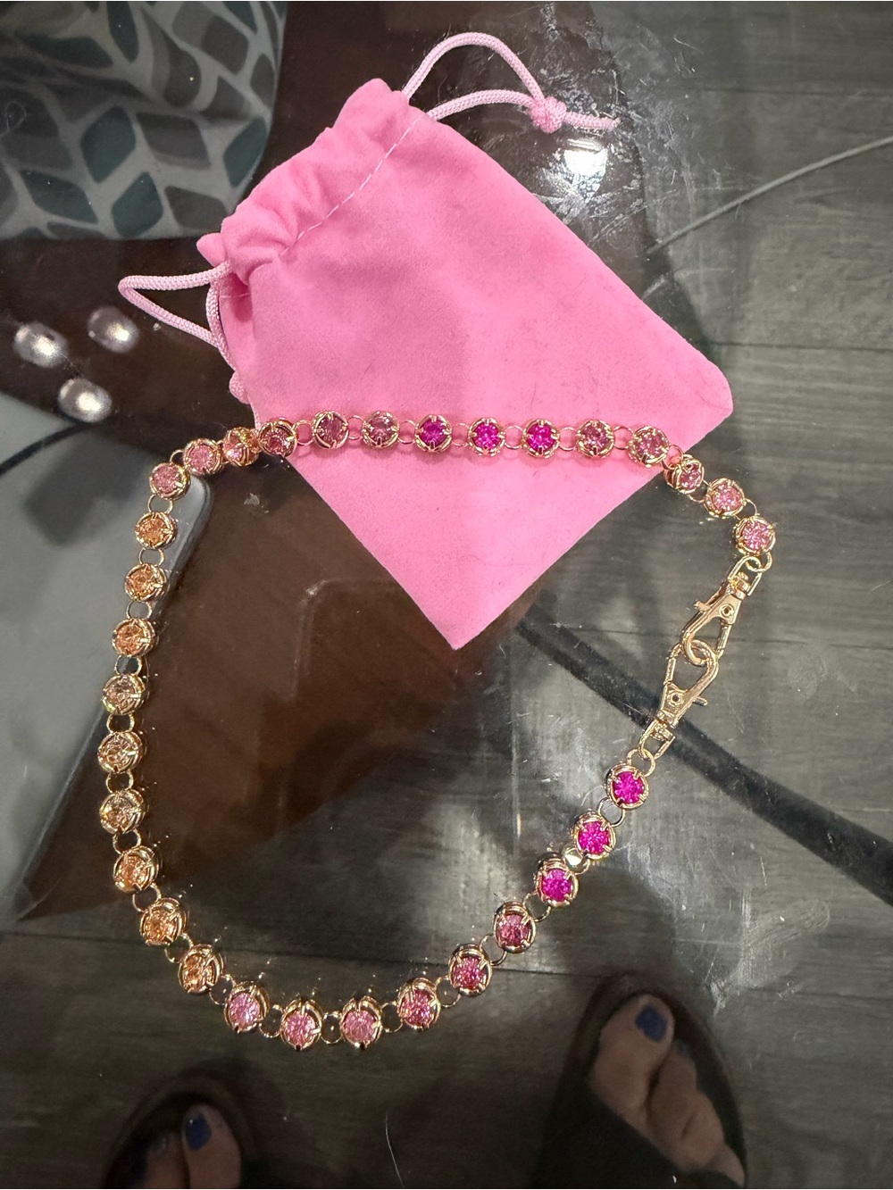 Gold-Tone Pink Crystal bag charm  - Women accessories